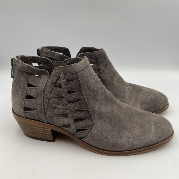 Vince Camuto Women's 7.5 Grey Peera Cut Out Suede Leather Ankle Boot Booties - Picture 1 of 5
